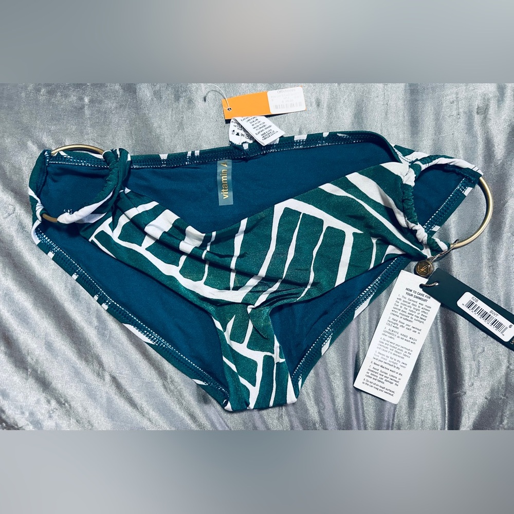 New Designer Vitamin A Teal and White Bikini Bottom